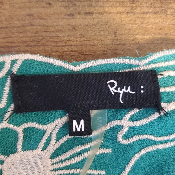 RYU Green Chiffon Embroidered Top - Picture 6 of 8